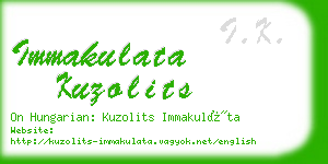 immakulata kuzolits business card